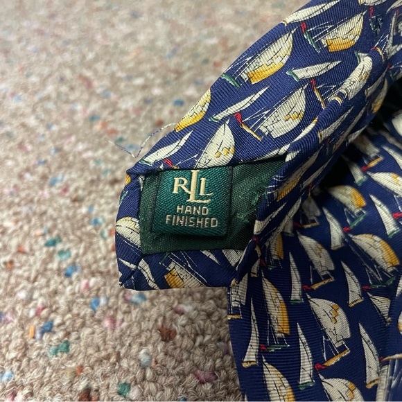 Vintage Lauren Ralph Lauren Men’s Necktie 100% Silk Made In USA Boats Nautical - Picture 5 of 6